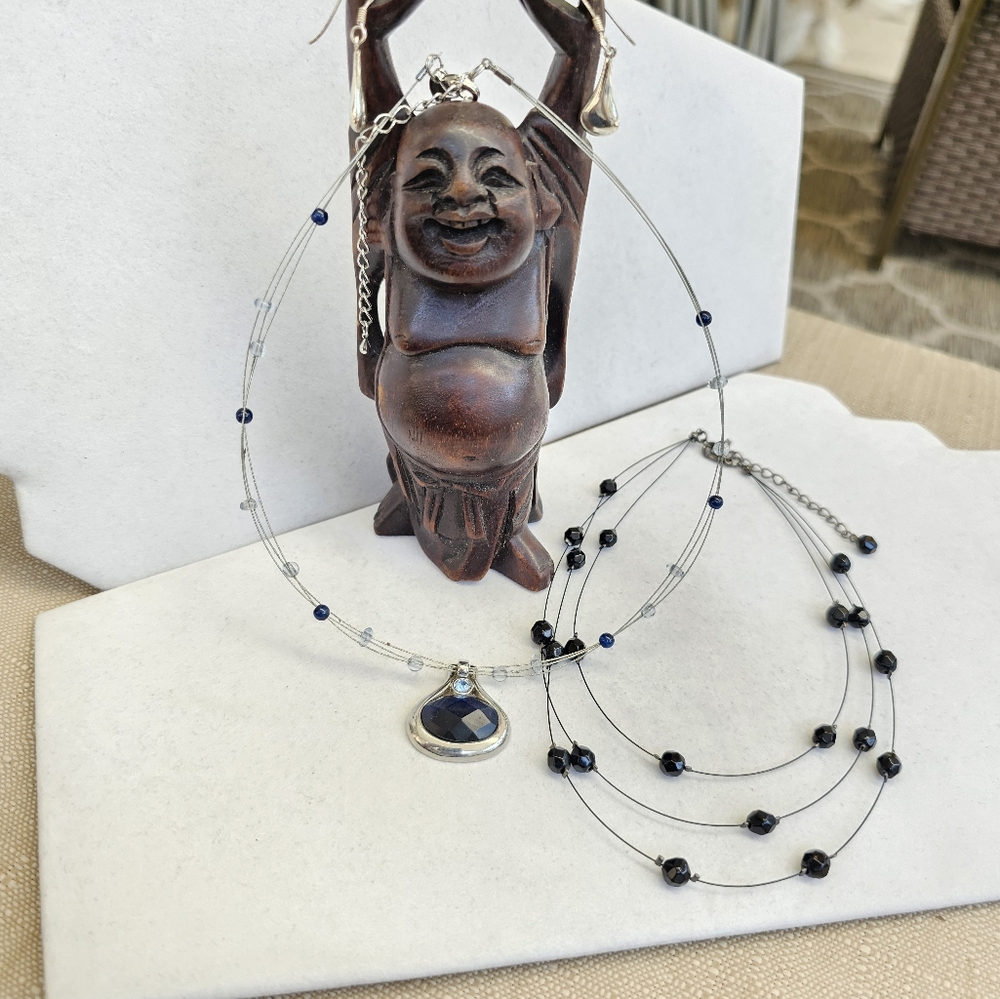 SET! Lia Sophia with 925 Teardrop Earrings & Beaded Choker SET! - Picture 3 of 14